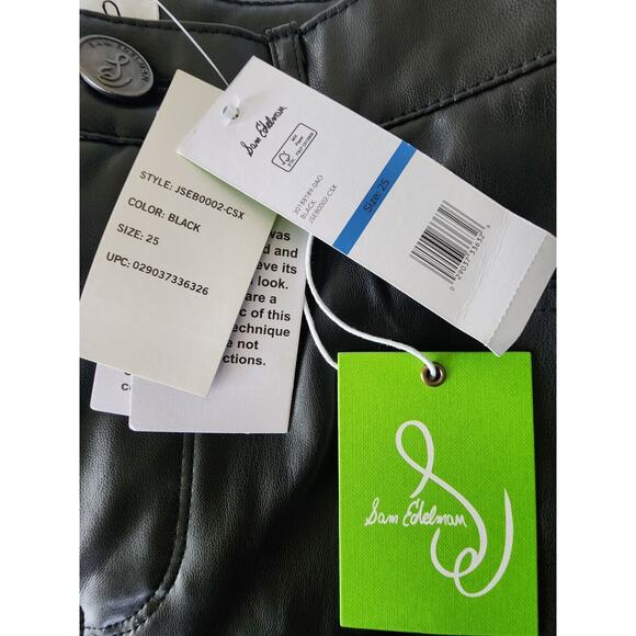 SAM EDELMAN sz 25 Black Faux Leather High Rise Skinny Ankle Pants Jeans Leggings - Picture 4 of 10